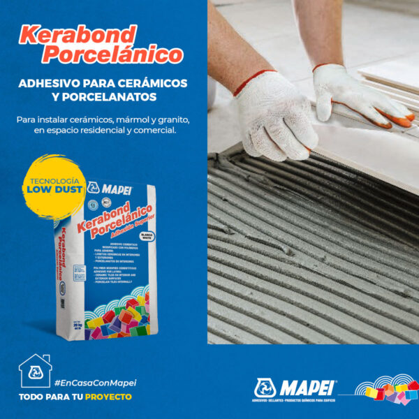 Kerabond Porcelánico Mapei - Adhesivo cementicio para piezas cerámicas, porcelánicas y piedras estables a la humedad - Imagen 2