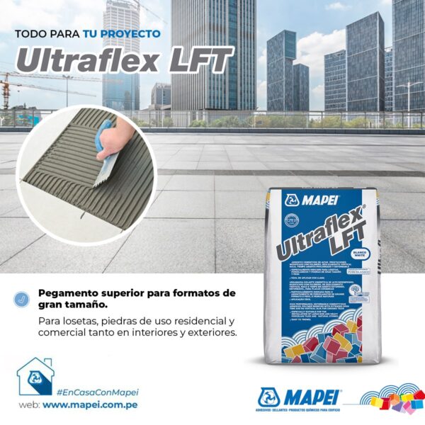 Ultraflex LFT Mapei - Adhesivo cementicio para piezas de gran formato en pisos y muros. - Imagen 3